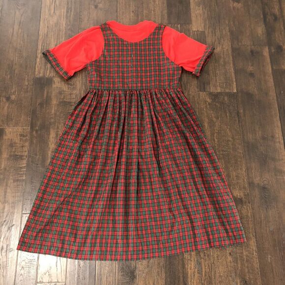 90s Maxi Sz Small Christmas Dress Jumper Pockets Pinafore Ugly Cute Grandmacore‎ - Picture 12 of 12